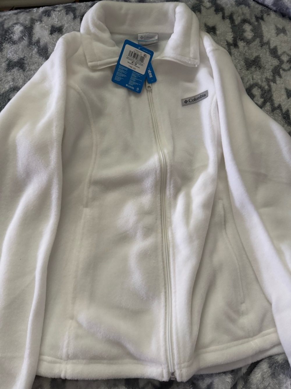 Columbia White Full-Zip Teddy Fleece Jacket